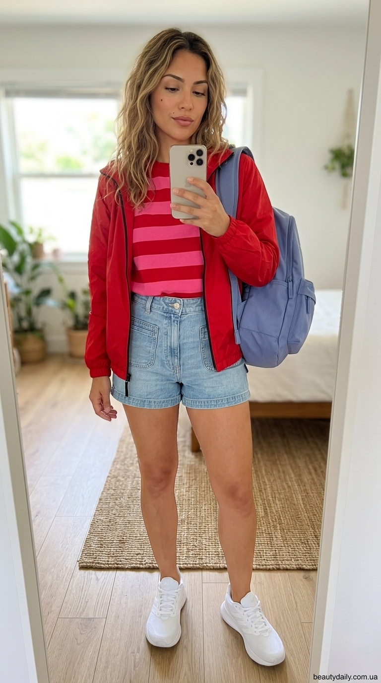 Активний літній образ з джинсовими шортами для пікніка. Стиль 2024.