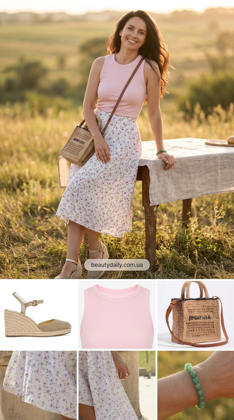 Ніжно-рожева майка з довгою спідницею для Карпат 2024