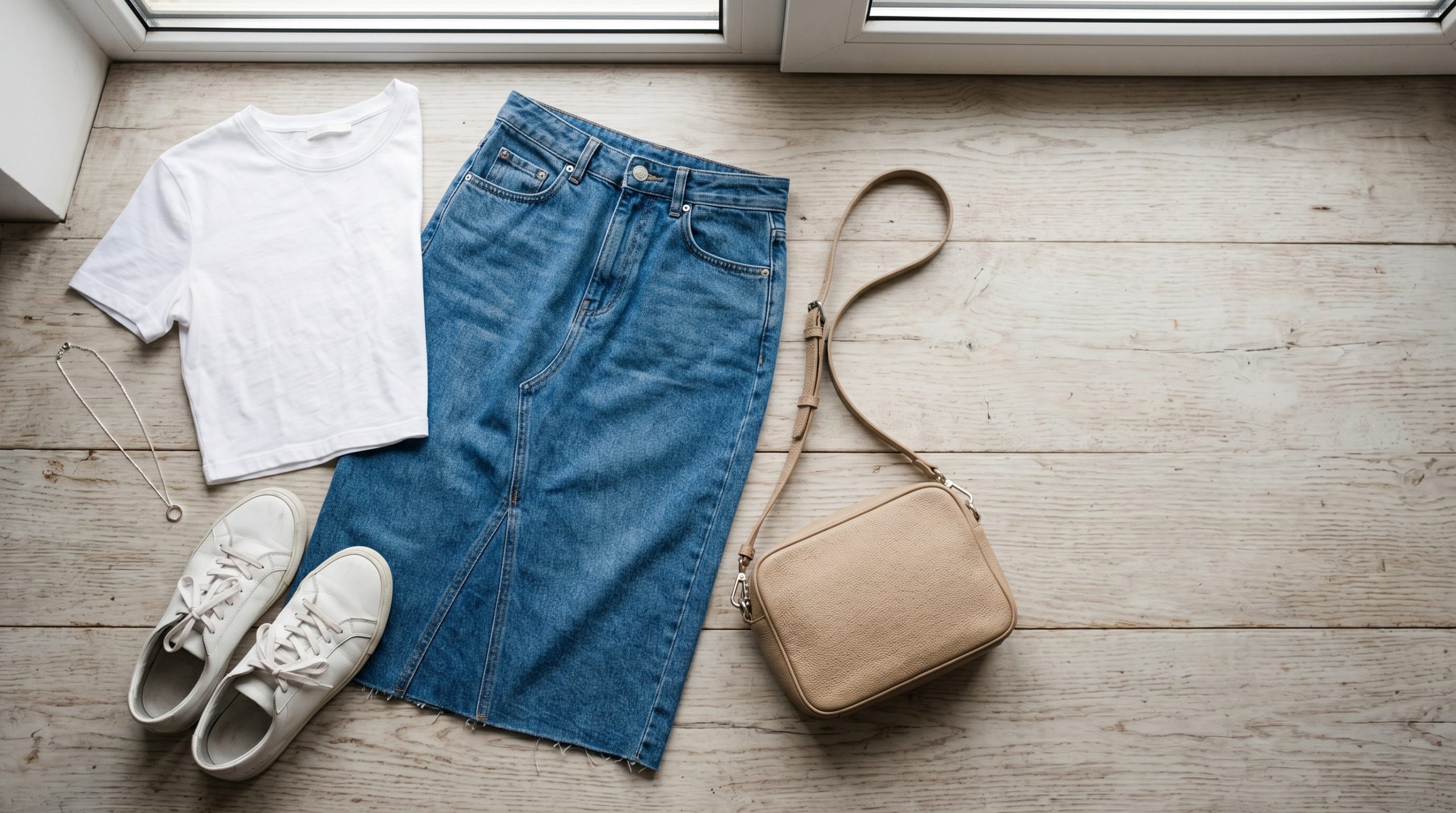 Елегантний flatlay-колаж, що демонструє ключові стилізації білого кроп-топа для літнього гардеробу 2026 року, поєднуючи класику та сучасні тренди.