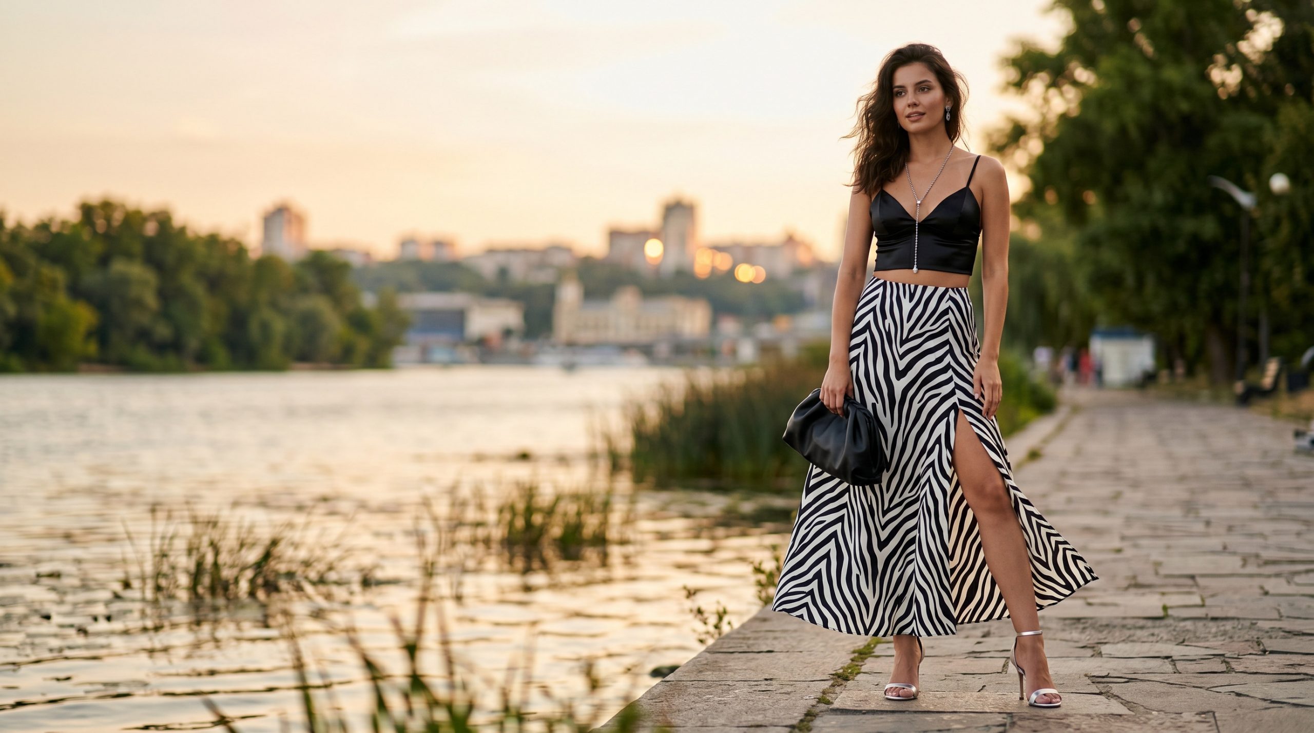 Яскравий літній образ з тваринним принтом, що демонструє елегантний та сміливий стиль для сезону 2026.