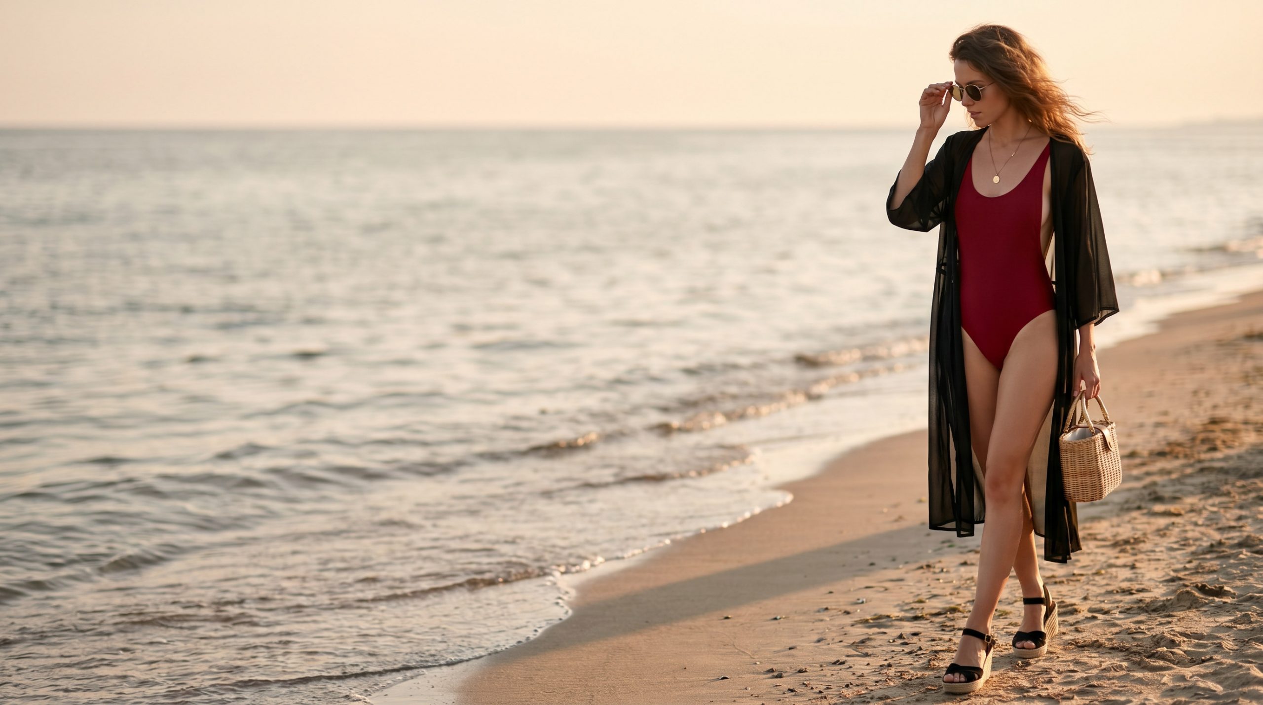 Елегантний пляжний одяг для жінок, що демонструє витончений стиль та комфорт на узбережжі влітку 2026 року.