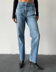 jeans Джинси жіночі середньої посадки прямого крою, класичні блакитні - 000031281 rikkyhype.com $1080