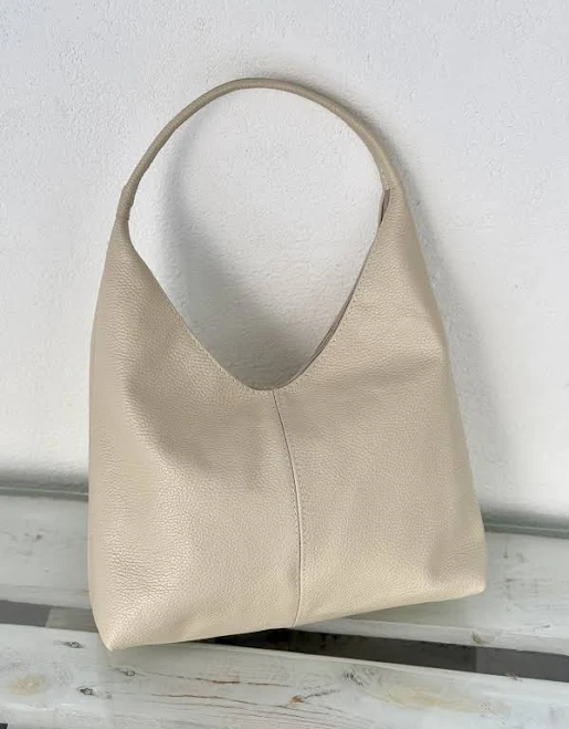 bag Сумка хобо шкіряна Італія - 03818 - бежевий Valiza Mrii $1980