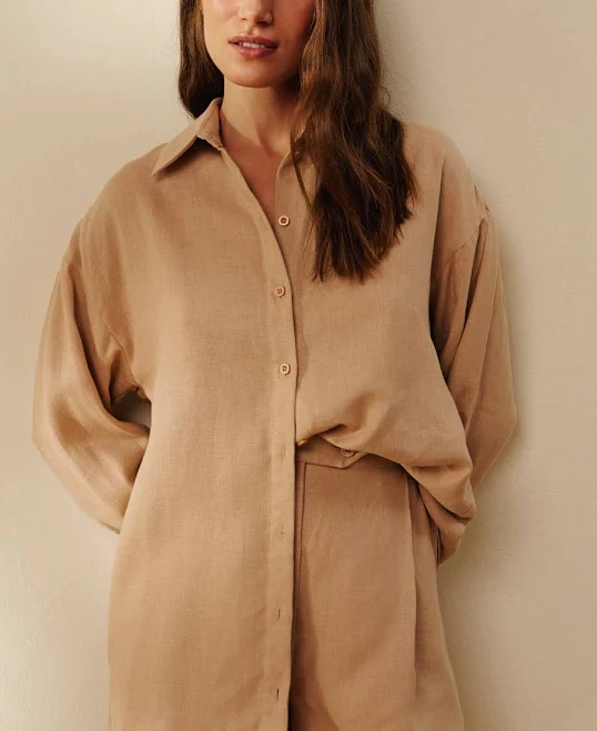 top Бежева сорочка вільного силуету з 100% льону MUSTHAVE MustHave $2799