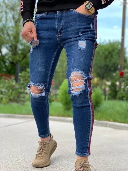 ripped jeans Чоловічі джинси рвані сині Prom $1095