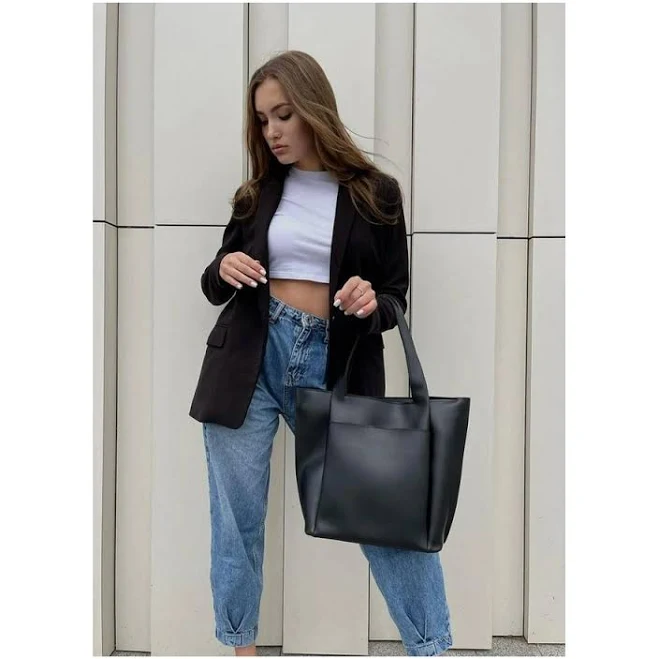 bag Жіноча сумка чорна велика з екошкіри, модна сумка шоппер. Сумки ROZETKA $1130