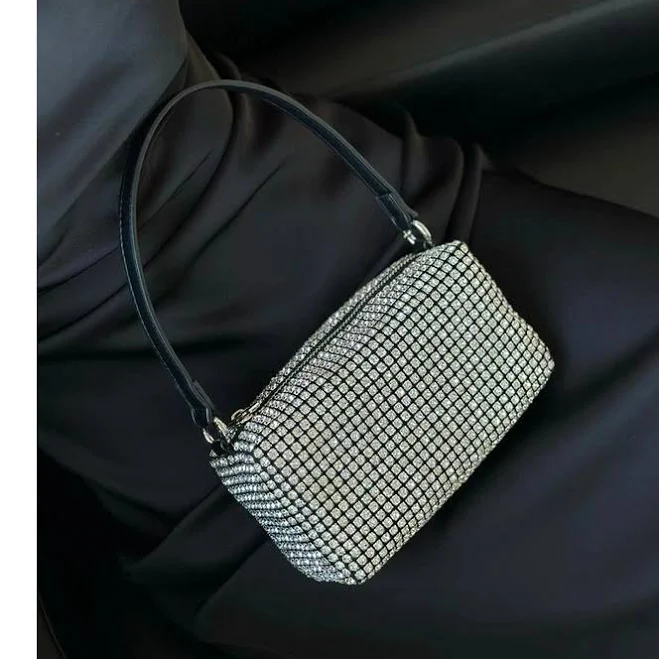 bag Сумка вечірня блискуча маленька з срібними стразами камінням з двома ремінцями. Сумки ROZETKA $1150