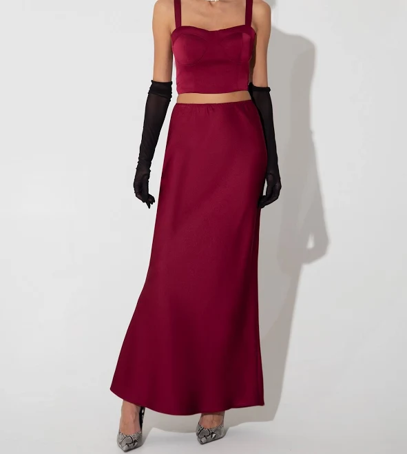 skirt Спідниця максі сатин бургунді VOVK $1199