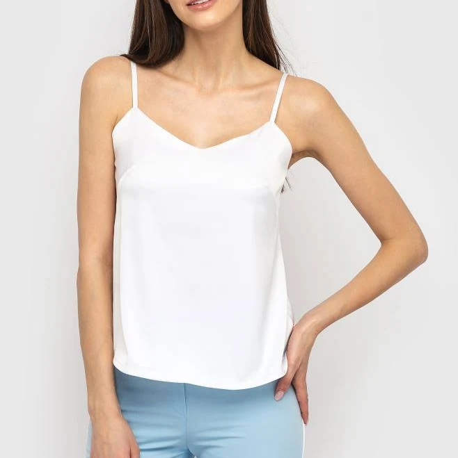 кроп-топ Шовковий білий топ на тонких бретелях Nine $1299