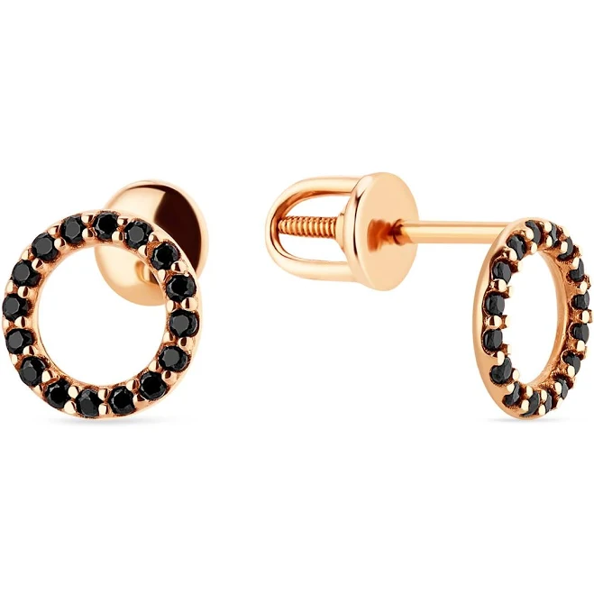 accessory Золоті геометричні сережки-пусети з чорними фіанітами 1468-585 Svitozar $10467