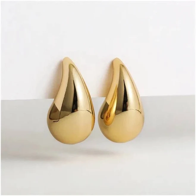 аксесуар Великі дуті сережки краплі легкі дзеркальні колір золото. Біжутерні сережки ROZETKA $148