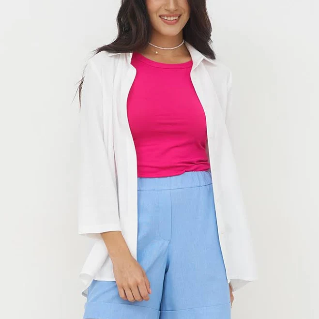 oversize jacket Біла базова сорочка з льону Natali Bolgar $1498