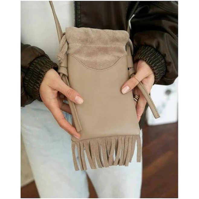 bag Жіноча сумка кросбоді мішечок з бахромою на затяжках бежевий. Сумки ROZETKA $1898