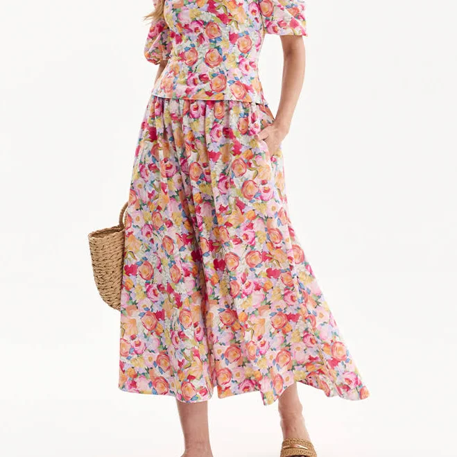 skirt Спідниця міді з квітковим принтом Natali Bolgar $1919