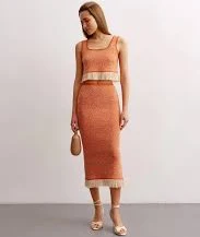 skirt Юбка миди Луч жизни Терракот + Крем 25 Union $2300