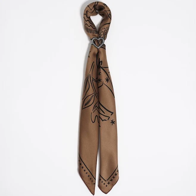 accessory Коричневий шарф-шарм з езотеричним принтом bimbaylola.com $2392