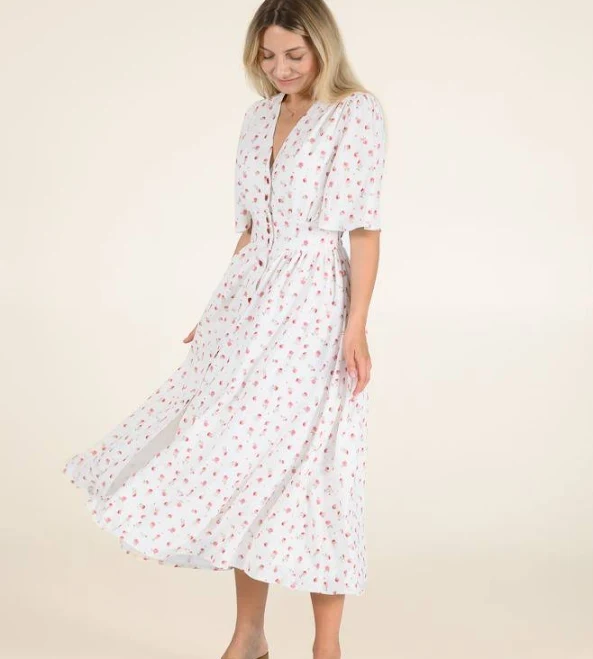 maxi dress Сукня з рукавом довжиною максі у ніжно-рожеві квіти Nine $2899