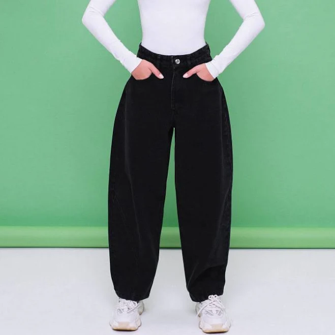 barrel jeans Джинси-бочки - Чорний Amoslook $2899