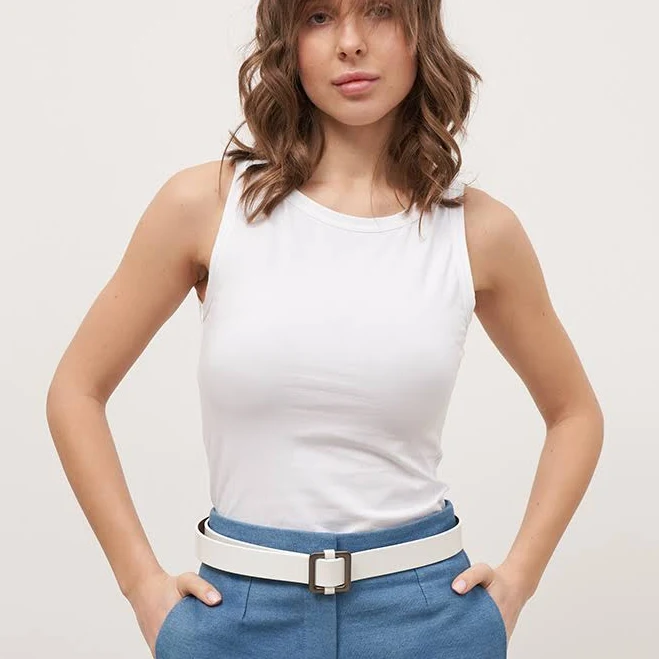 top_underneath Білий базовий топ з трикотажу Natali Bolgar $299