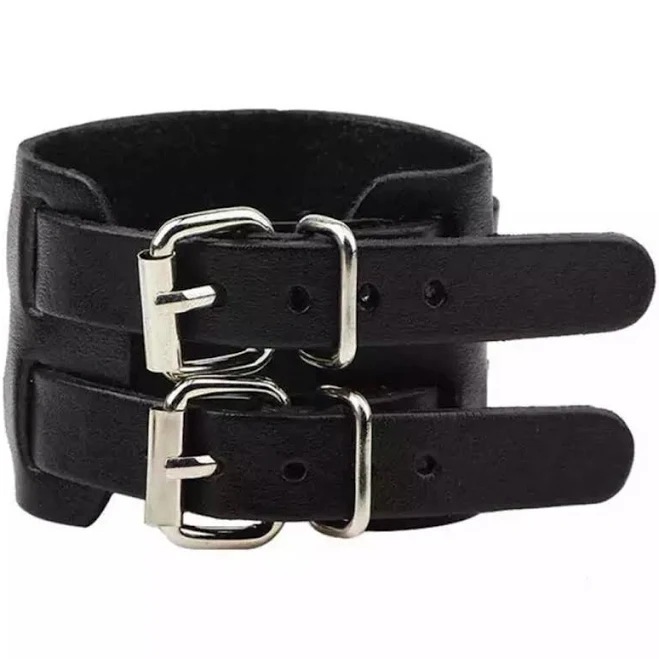 accessory Браслет шкіряний широкий із двома пряжками 3в1 унісекс Чорний ЕПІЦЕНТР $350