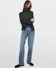 jeans Джинси прямого крою із середньою посадкою - СИНІЙ massimodutti.com $3.6
