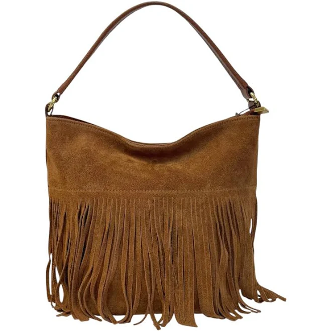 bag Замшевая сумка с бахромой коньячного цвета Fiori Bags $3000