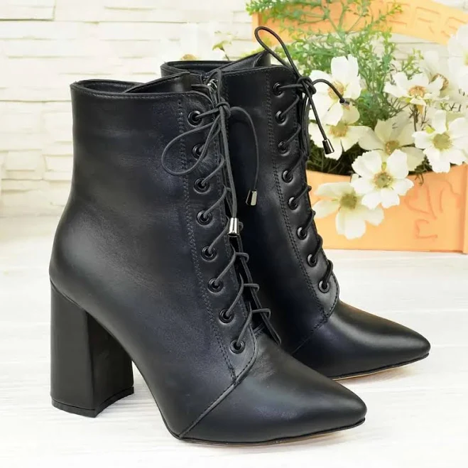 shoes Черевики шкіряні жіночі на високих підборах. Колір чорний Vasha Para $3050