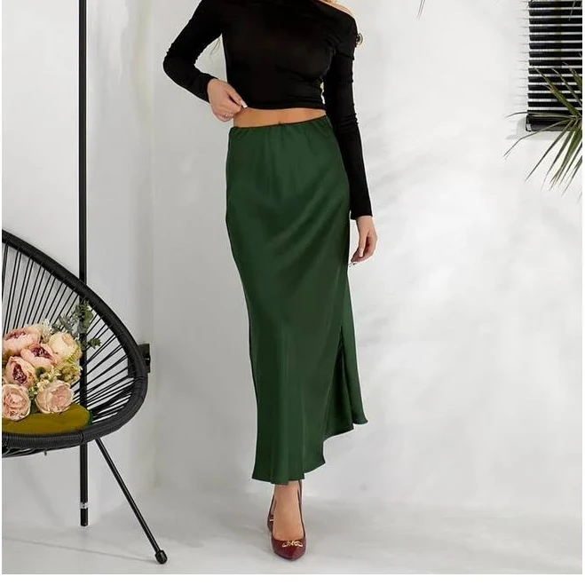 skirt Жіноча шовкова спідниця смарагдового кольору 31837 50/52. Жіночі спідниці ROZETKA $871