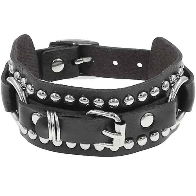 accessory Браслет-ремінець із металевими заклепками Чорний zigzag.com.ua $320