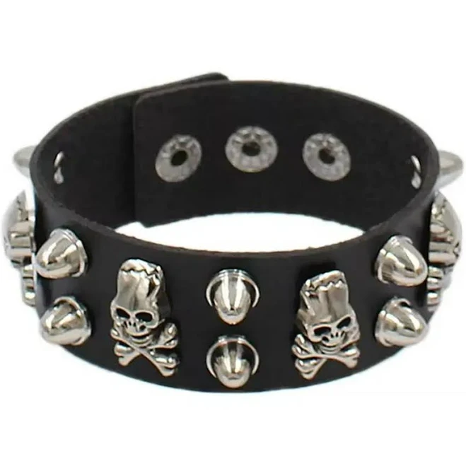 accessory Шкіряний браслет із заклепками та черепами чорний. Біжутерні браслети ROZETKA $325
