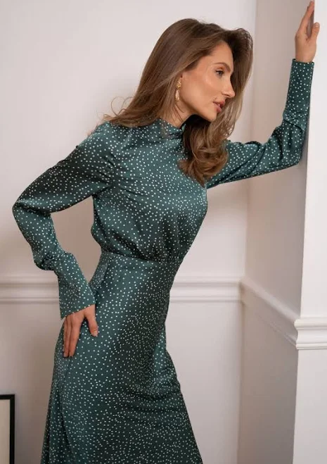 dress Смарагдова сукня міді з шовк сатину на підкладці BANT $3300