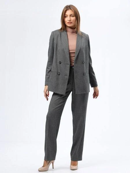 blazer Двобортний чорно-сірий жакет з напіввовняної тканини 3337 Cat Orange $2695