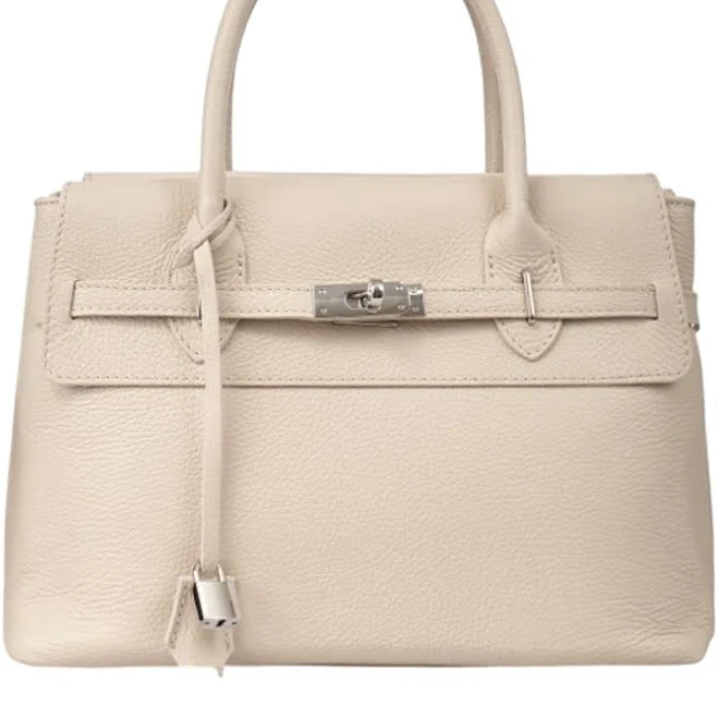 bag Шкіряна сумка тоут на двох ручках світло-бежевий Fiori Bags $3500