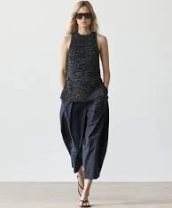 halter top Топ із меланжевого трикотажу з коміром хальтер - СВИНЦЕВИЙ massimodutti.com $3600