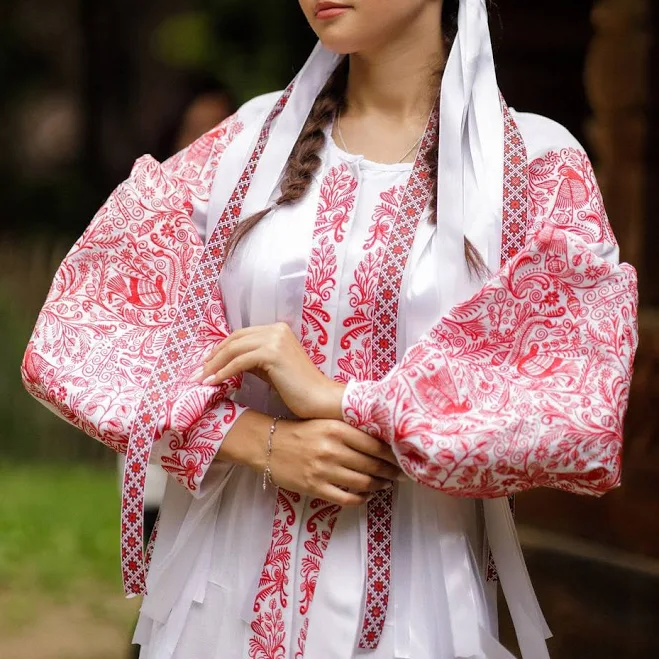 dress Жіноча біла сукня-вишиванка з червоною вишивкою, Плаття вишите від виробника Біло-червоне плаття malishopt $3746