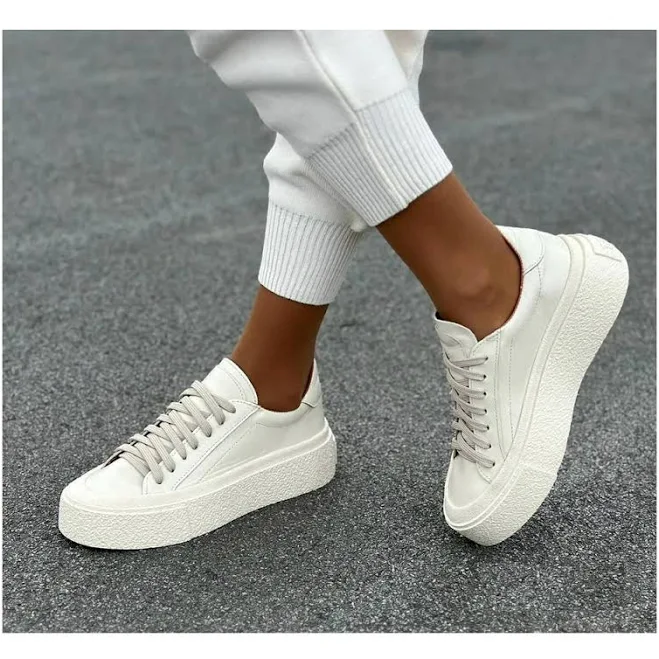 shoes Кеди на платформі зі шнурівкою з натуральної шкіри білого кольору розмір 39 (155653). Жіночі кеди ROZETKA $2150