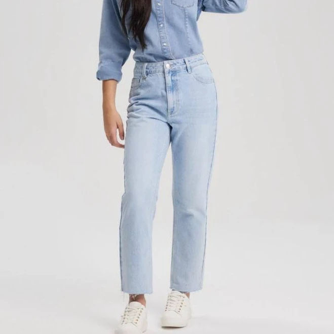 barrel jeans Жіночі прямі джинси з високою талією світло-блакитні - Світло-блакитний - 40 Diverse $2199