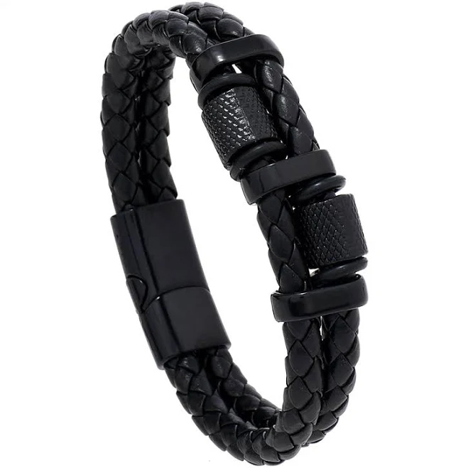 accessory Чоловічий браслет зі штучної шкіри з Чорними металевими вставками zigzag.com.ua $400