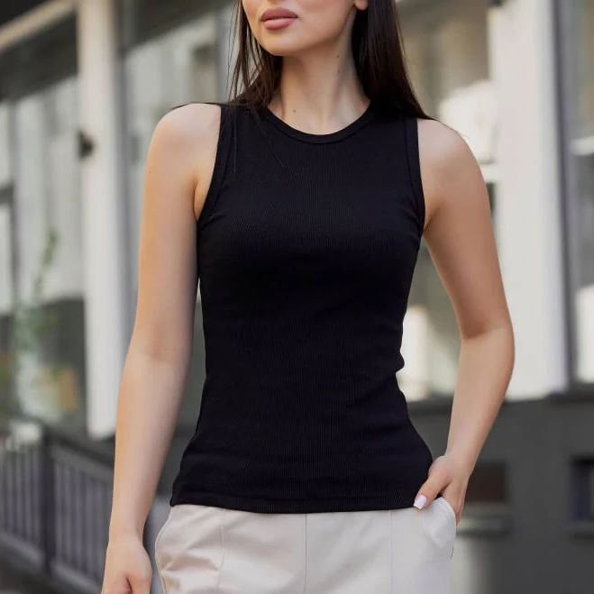 top Майка жіноча рубчик. чорна UMON $400