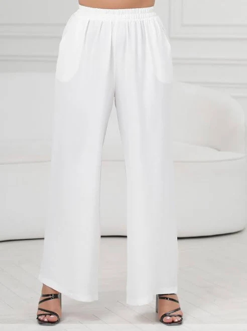 pants Елегантні білі жіночі широкі жіночі штани-палаццо, великих розмірів від 42 до 56 marimoda.com.ua $1111