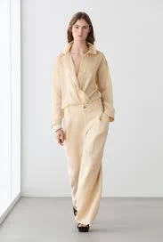 pants Широкі штанини з льняної тканини з деталями кишень - ПІСОЧНИЙ massimodutti.com $4200