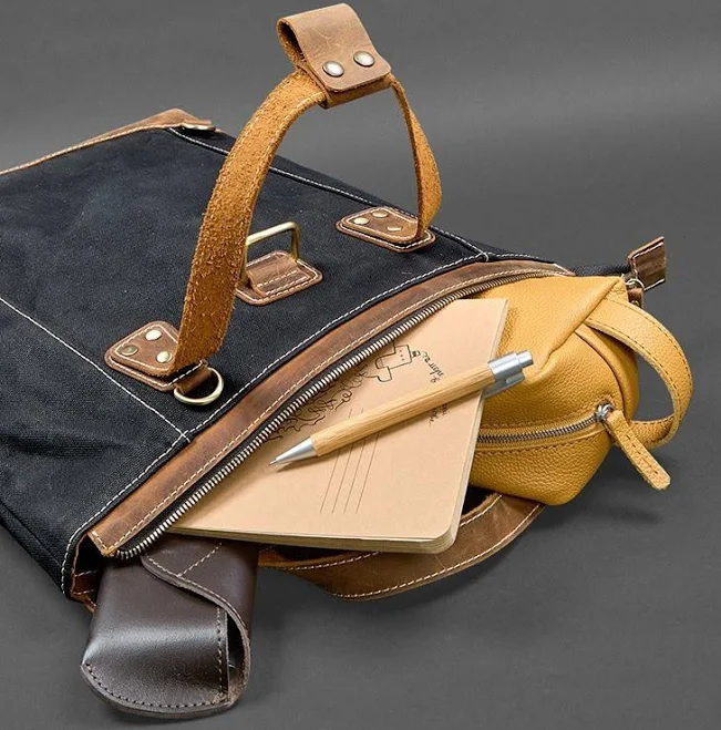 bag Сумка-рюкзак з канвасу та натуральної світло-коричневої шкіри BlankNote $4200