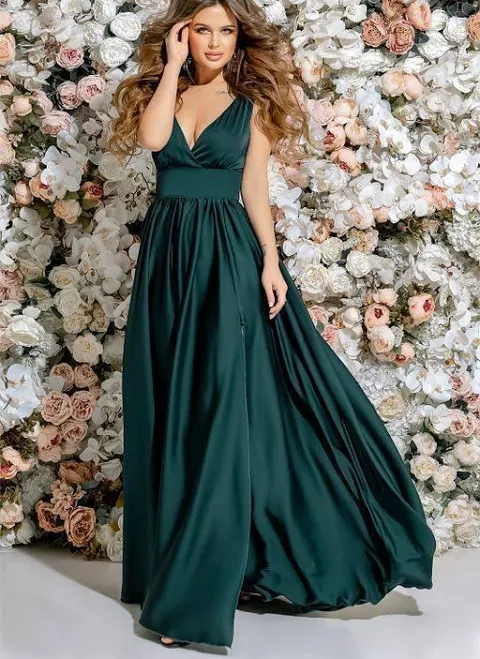 dress Довге смарагдове вечірнє плаття з шовку 