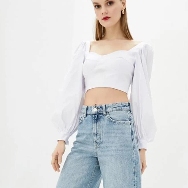 crop top Білий короткий топ з об`ємними рукавами jhiva.com.ua $500