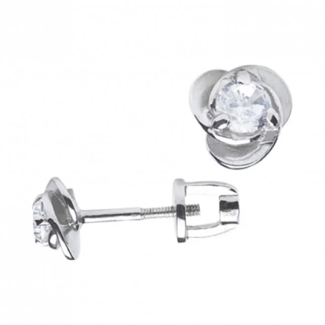 accessory Срібні сережки-пусети з фіанітами Проба 585.ua $591