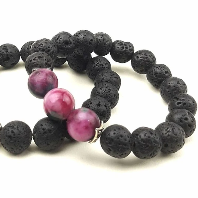 accessory ПАРА, лава. Пара браслетів із натурального каменю Дарсана $595