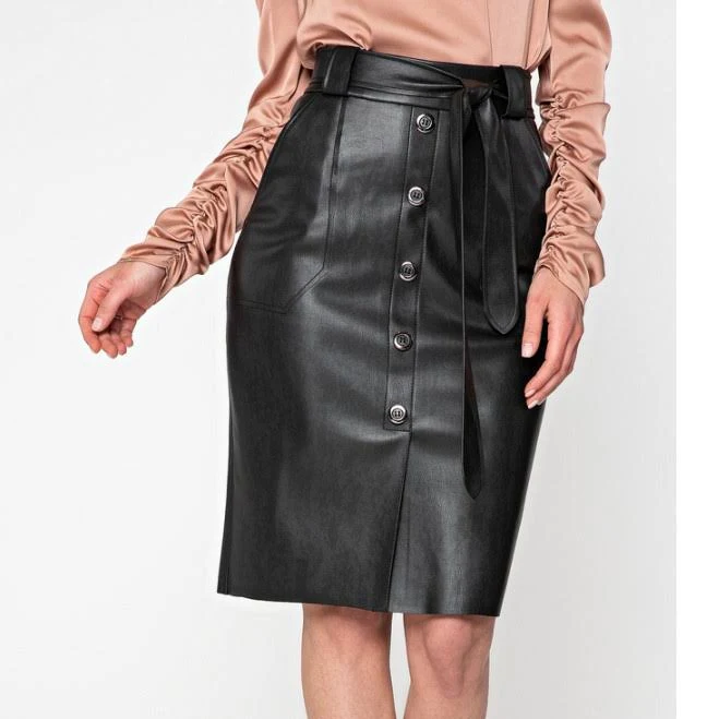 спідниця Шкіряна чорна спідниця олівець Лора 6155 Itelle.com.ua $1298