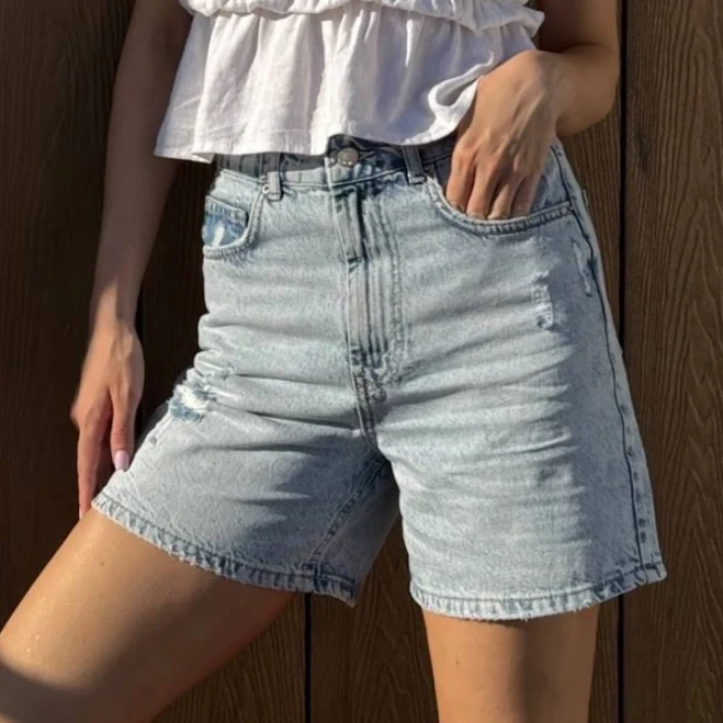 shorts Шорти з потертостями блакитні LadyBoom $684