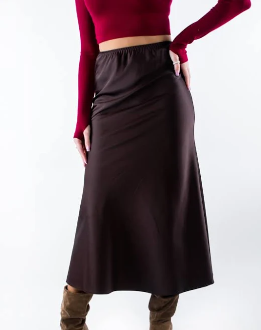 skirt Спідниця максі в білизняному стилі коричнева 81006 M (2000000137179) Feminista.ua $995