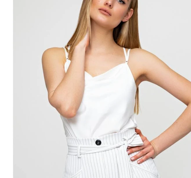 майка Шовкова біла майка на тонких бретелях Еліс 8168 Itelle.com.ua $342